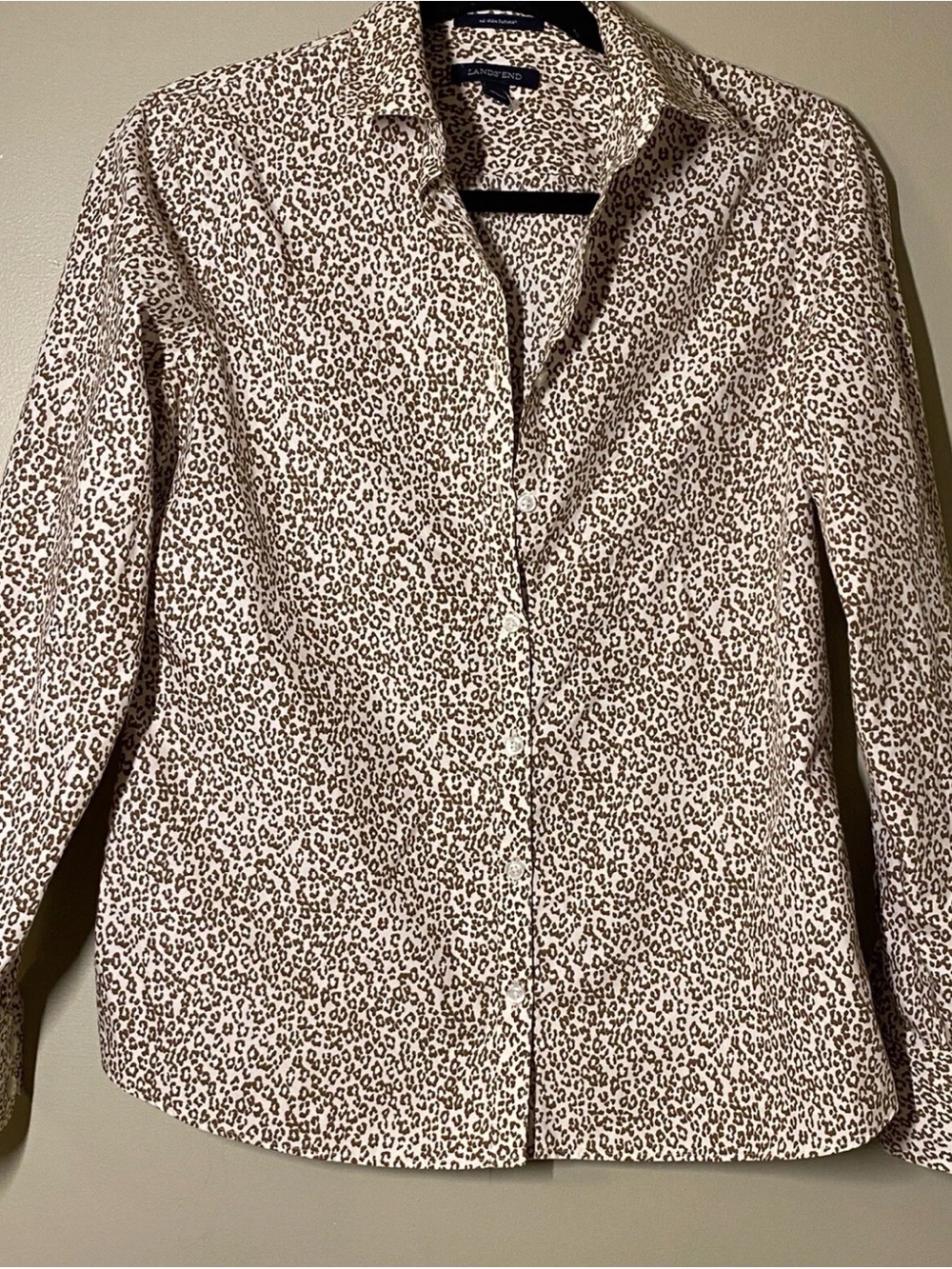 Lands' End Beige and Brown Leopard-Print Button-Up Jacket